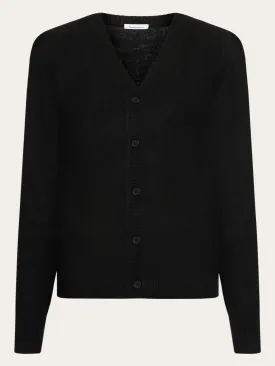Lambswool V-neck Cardigan - Black Jet