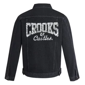 Mens Crooks Letter Graphic Button Up Denim Jacket